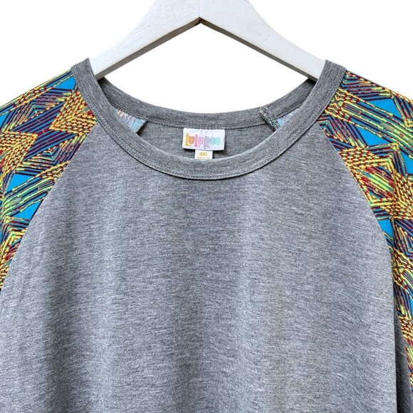 LULAROE Randy Tunic Tee Size 3XL Gray Boho Print 3/4 Sleeves Casual Top NWT - Picture 2 of 9